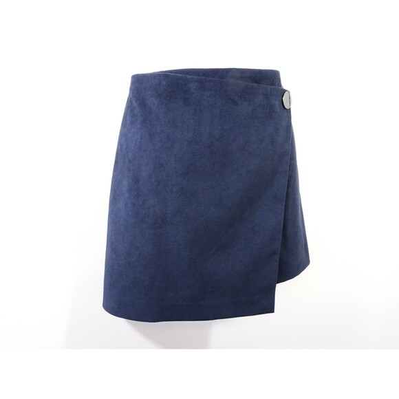 Theory Women's IWG Wrap Skirt Brilliant Navy Fulton Fuax Suede Skirt NWT 195 P - Picture 4 of 12